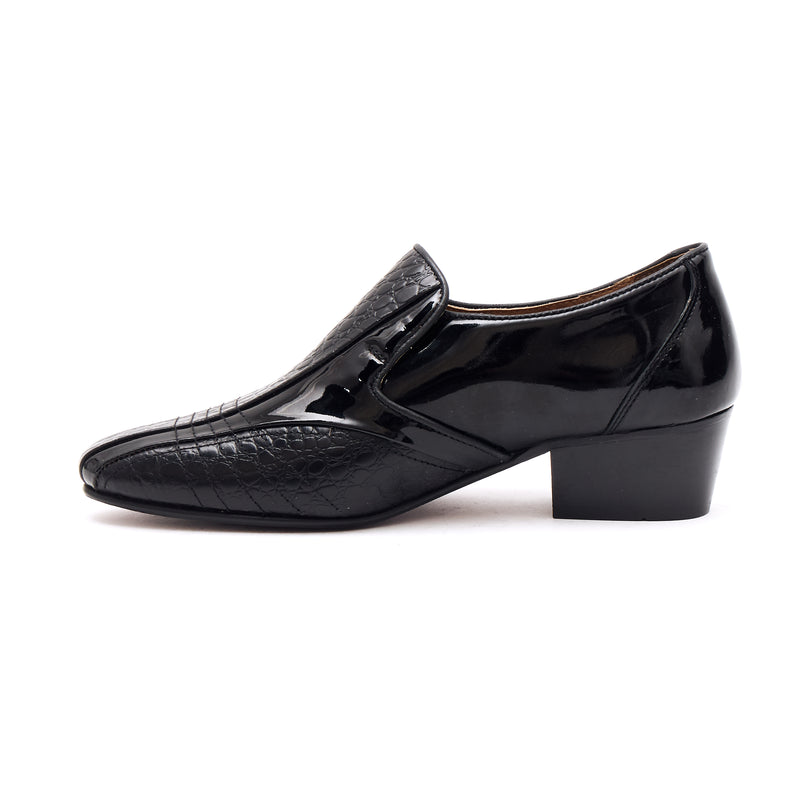 Lucini Men’s Cuban Heel Slip On Shoes Patent Leather 33477 – Black