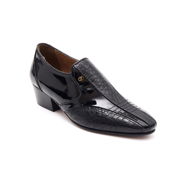 Lucini Men’s Cuban Heel Slip On Shoes Patent Leather 33477 – Black