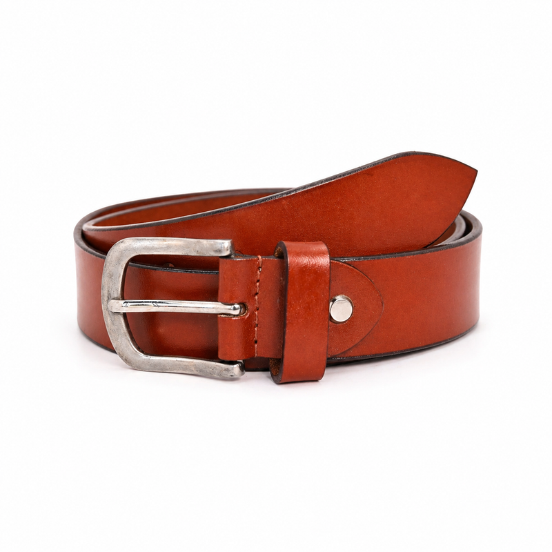 Lucini Men’s Premium Leather Everyday Belt 010 – Cognac