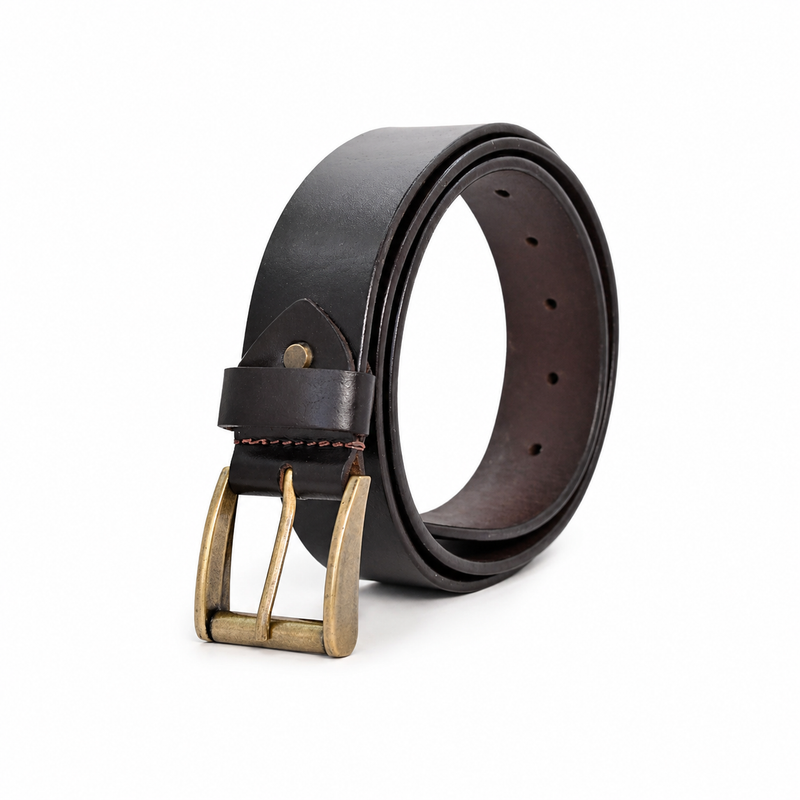 Lucini Men’s Vintage Leather Antique Buckle Belt 018 – Brown