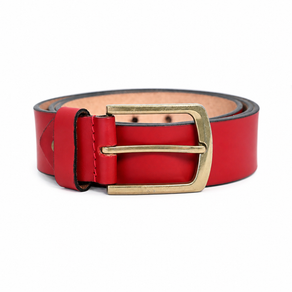 Lucini Men’s Bold Genuine Leather Casual Belt 006 – Red