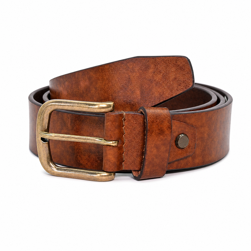 Lucini Men’s Handcrafted Leather Classic Belt 009 – Dark Brown