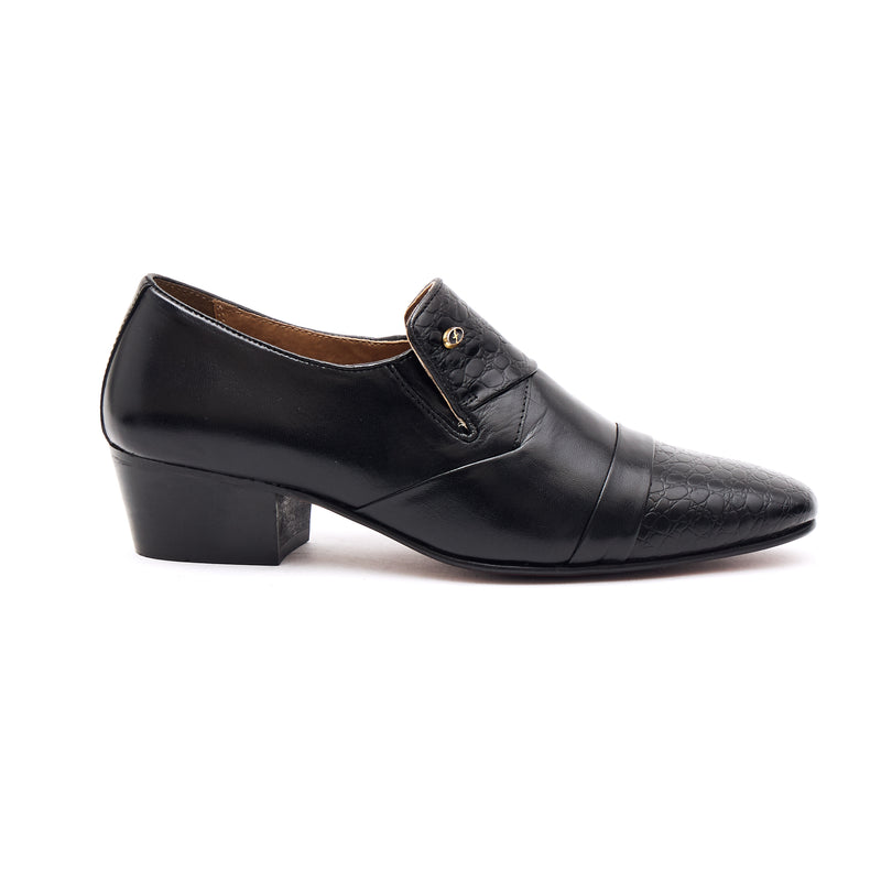 Lucini Men’s Cuban Heel Leather Shoes 34005 – Black
