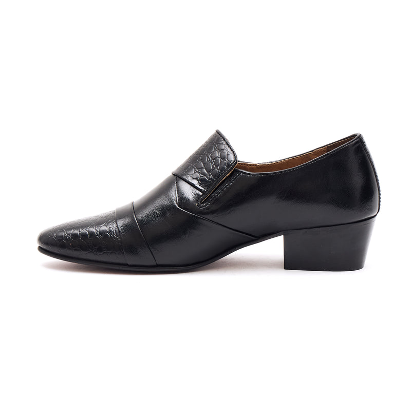 Lucini Men’s Cuban Heel Leather Shoes 34005 – Black
