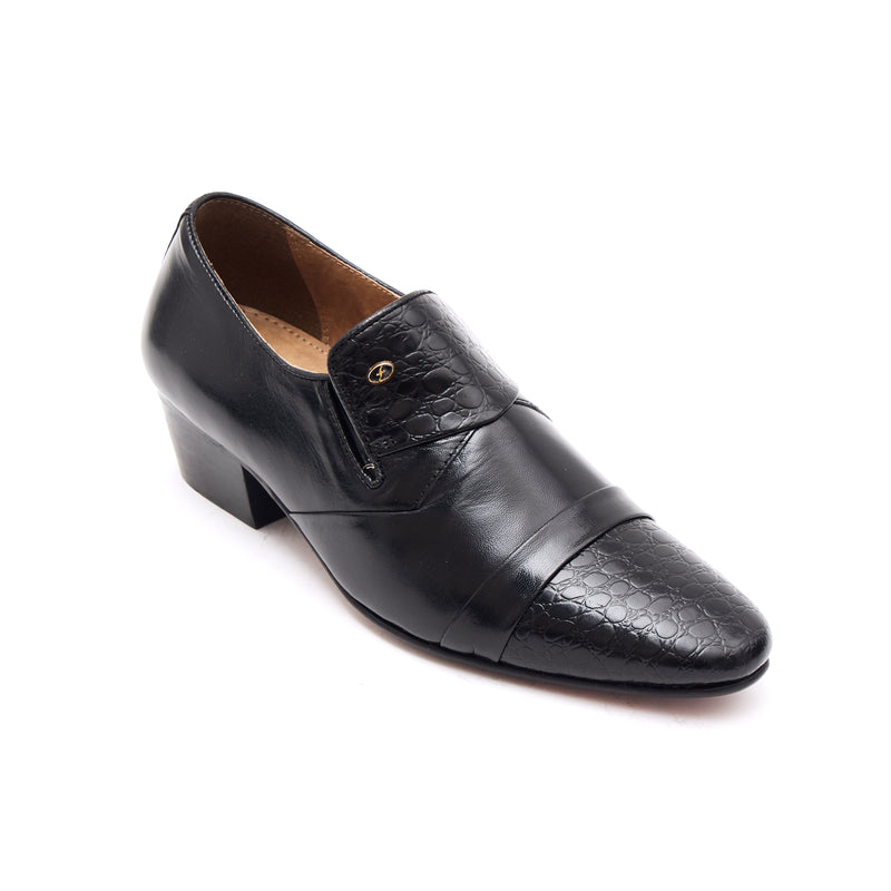 Lucini Men’s Cuban Heel Leather Shoes 34005 – Black
