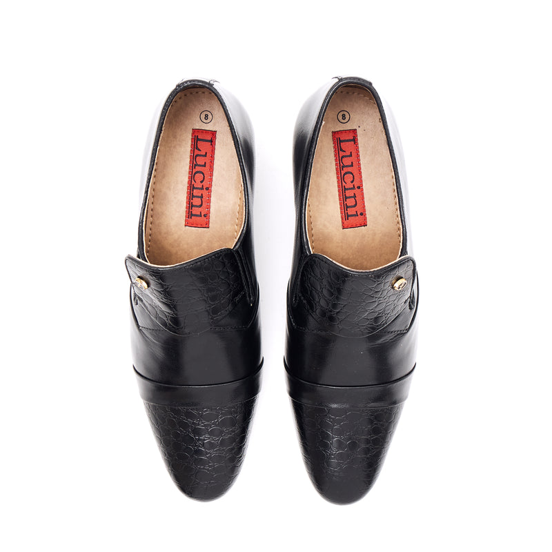 Lucini Men’s Cuban Heel Leather Shoes 34005 – Black