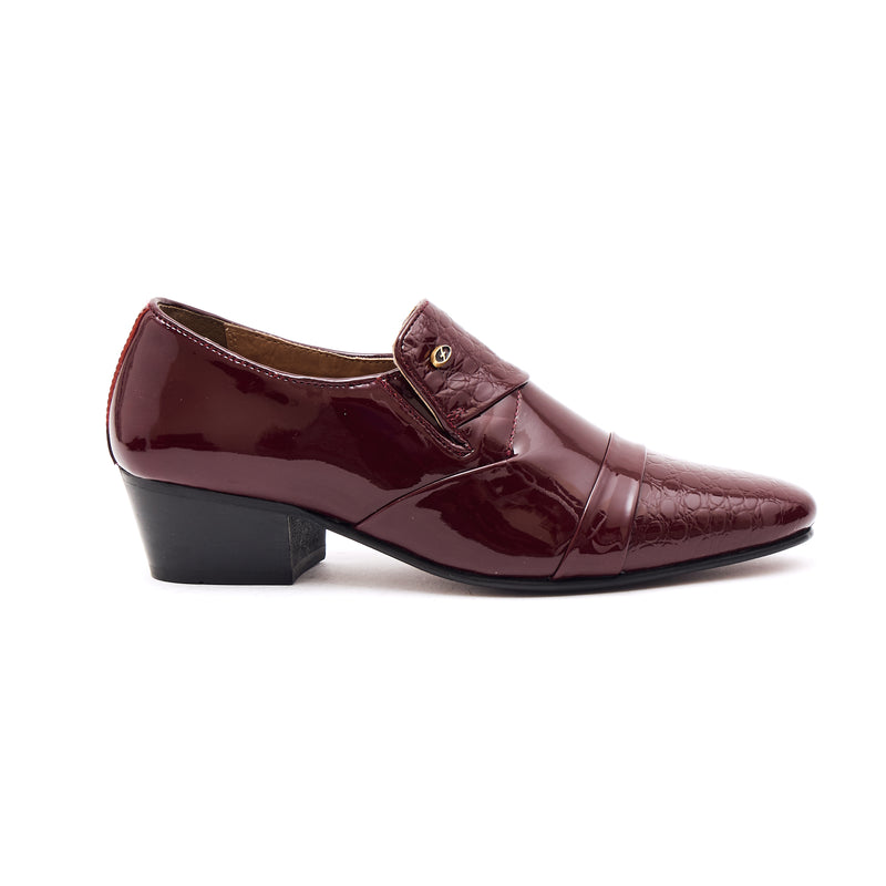Lucini Men’s Cuban Heel Leather Shoes 34005 – Burgundy