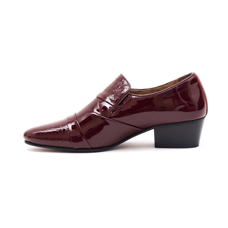 Lucini Men’s Cuban Heel Leather Shoes 34005 – Burgundy
