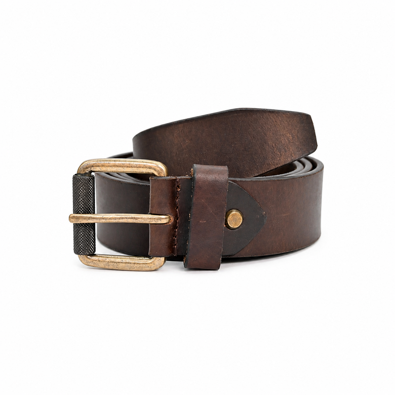 Lucini Men’s Distressed Antique Buckle Belt 017 – Choc. Brown
