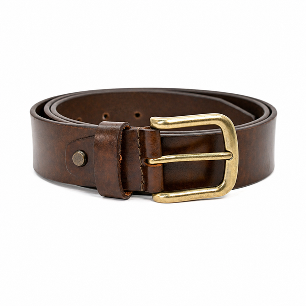 Lucini Men’s Vintage Leather Casual Belt 009 – Dark Brown