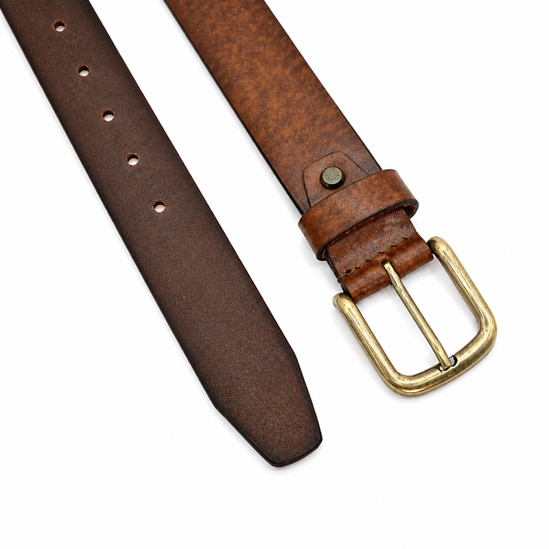 Lucini Men’s Handcrafted Leather Classic Belt 009 – Dark Brown