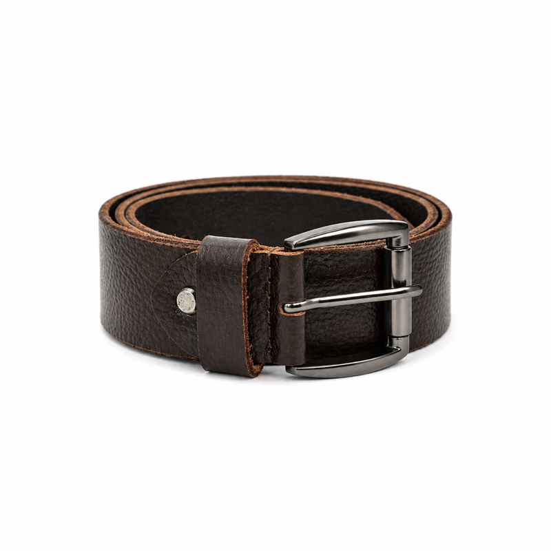 Lucini Men’s Pebbled Leather Casual Belt 013 – Brown