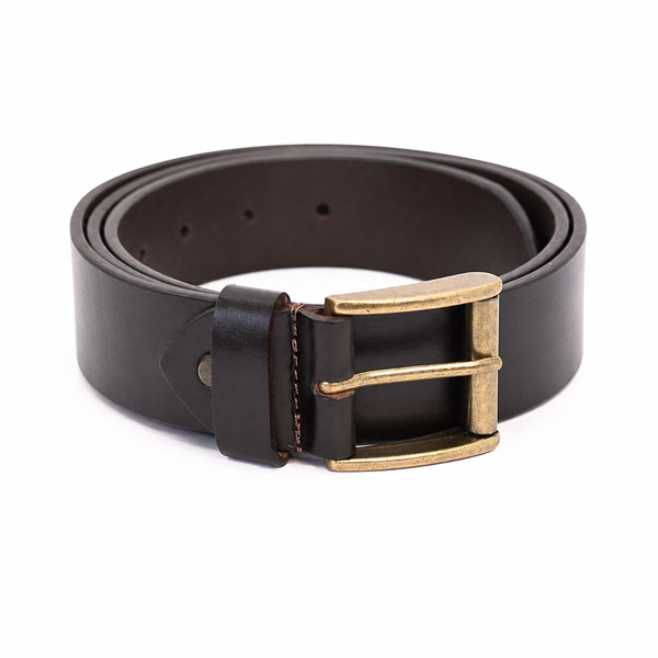 Lucini Men’s Vintage Leather Antique Buckle Belt 018 – Brown