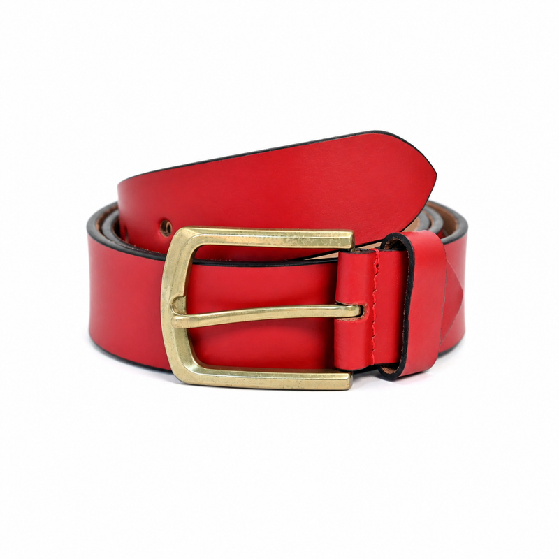 Lucini Men’s Bold Genuine Leather Casual Belt 006 – Red