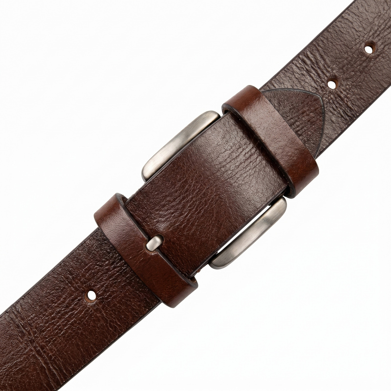 Lucini Men’s Hand Finished Leather Casual Belt 042 – Brown