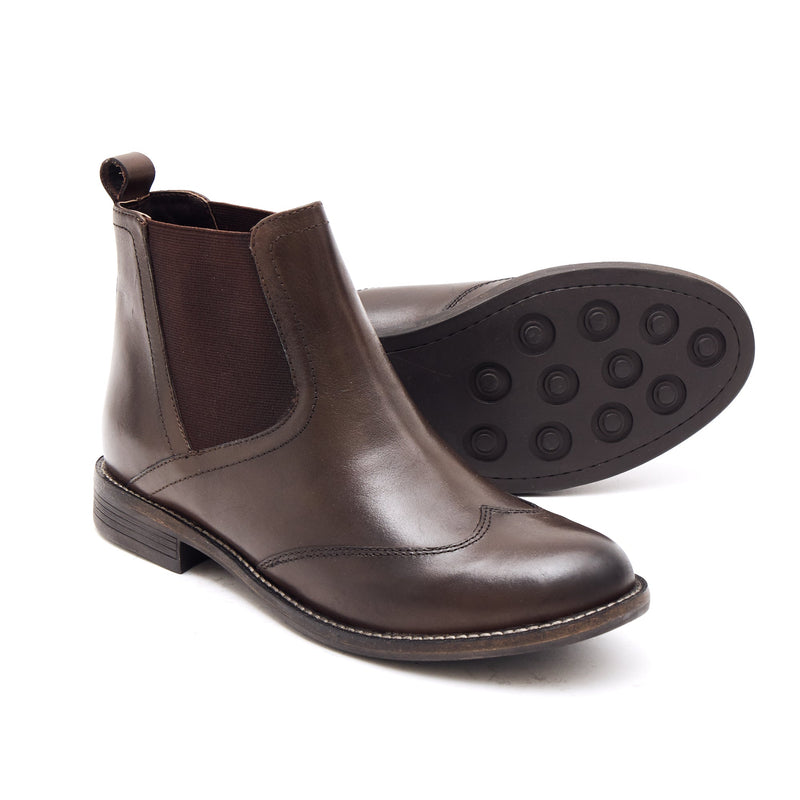 52060 - Leather Slip On Ankle Boots (Brown)