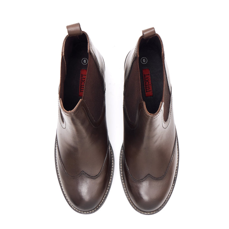 52060 - Leather Slip On Ankle Boots (Brown)