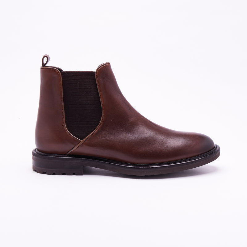 Lucini Men’s Chelsea Leather Boots 54090 – Dark Tan