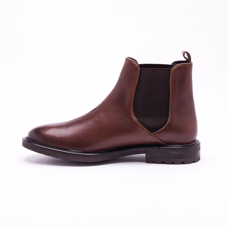 Lucini Men’s Chelsea Leather Boots 54090 – Dark Tan