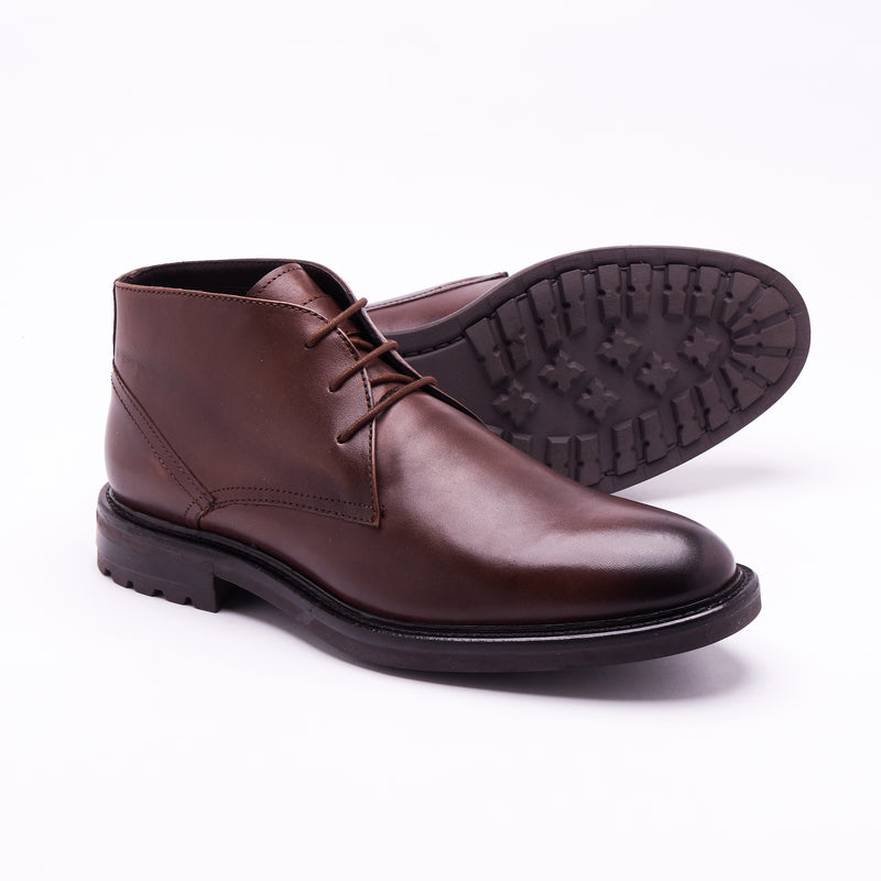 Lucini Men’s Chelsea Leather Boots 54323 – Dark Tan