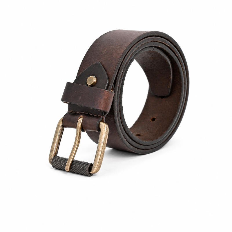 Lucini Men’s Distressed Antique Buckle Belt 017 – Choc. Brown