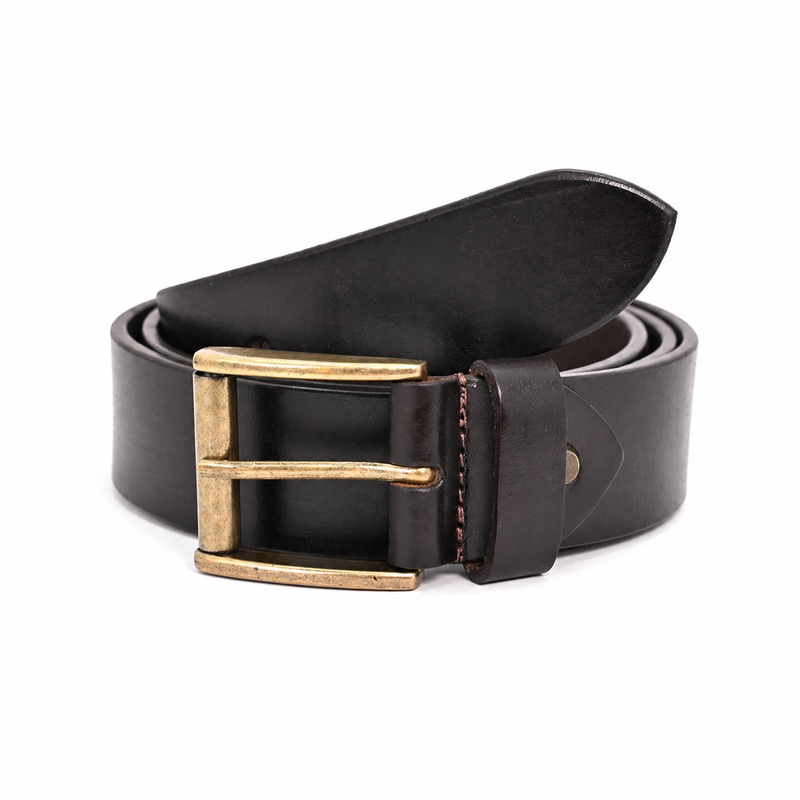 Lucini Men’s Vintage Leather Antique Buckle Belt 018 – Brown