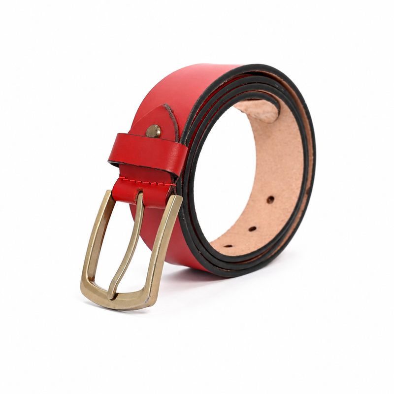 Lucini Men’s Bold Genuine Leather Casual Belt 006 – Red