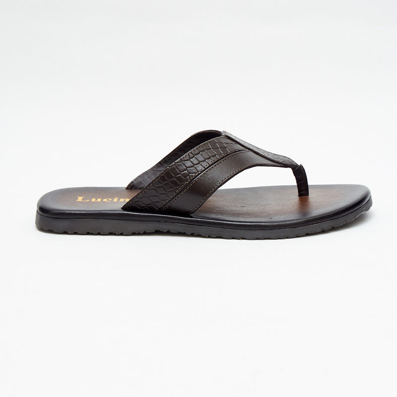 Lucini Men’s Premium Leather Toe Post Sandals 62535 – Brown