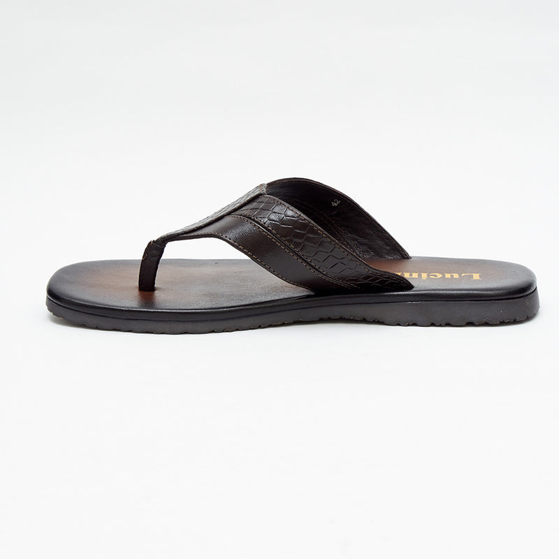 Lucini Men’s Premium Leather Toe Post Sandals 62535 – Brown