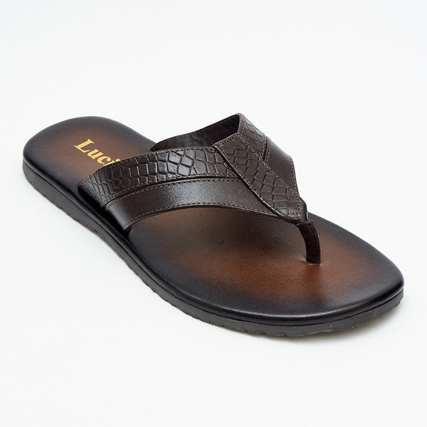 Lucini Men’s Premium Leather Toe Post Sandals 62535 – Brown
