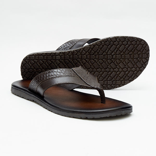 Lucini Men’s Premium Leather Toe Post Sandals 62535 – Brown