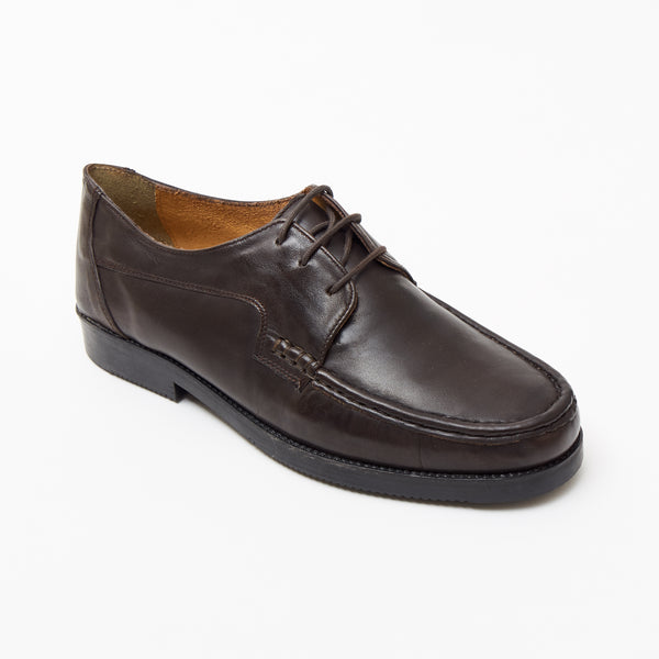 Lucini Men's Brown Nappa Leather Moc Toe Derby Shoes - 8901
