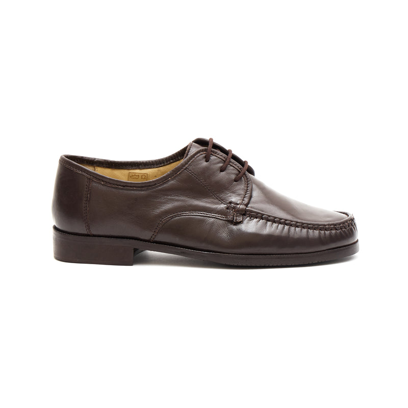 Lucini Men's Brown Leather Moc Toe Derby Shoes - 8925