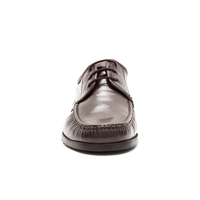 Lucini Men's Brown Leather Moc Toe Derby Shoes - 8925