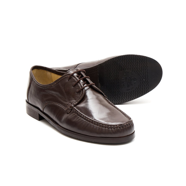 Lucini Men's Brown Leather Moc Toe Derby Shoes - 8925