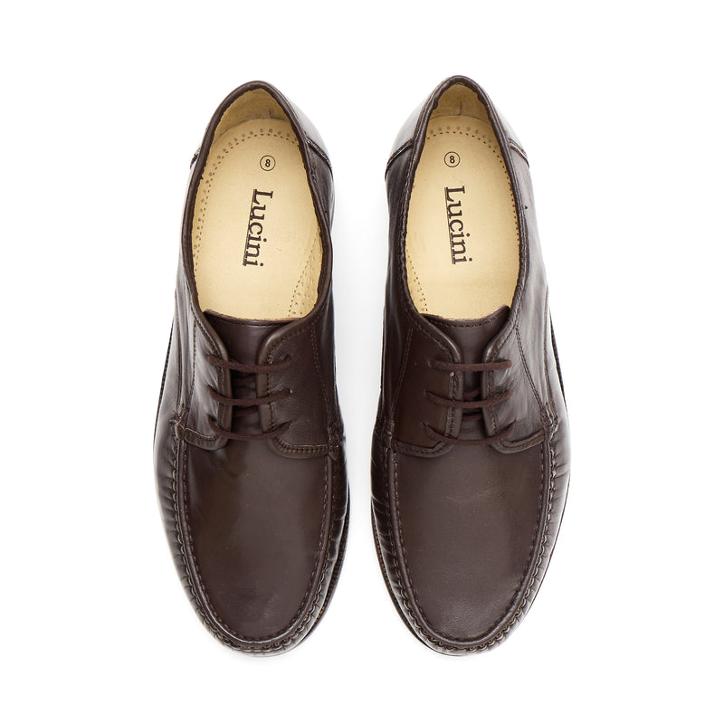 Lucini Men's Brown Leather Moc Toe Derby Shoes - 8925