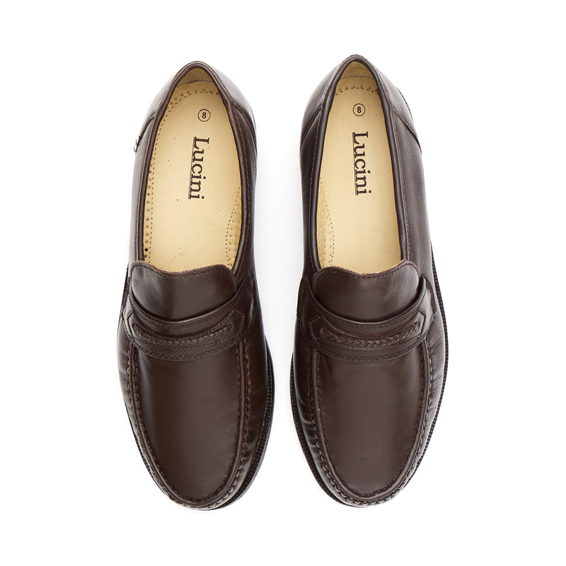Lucini Men's Brown Leather Penny Loafers - 8929
