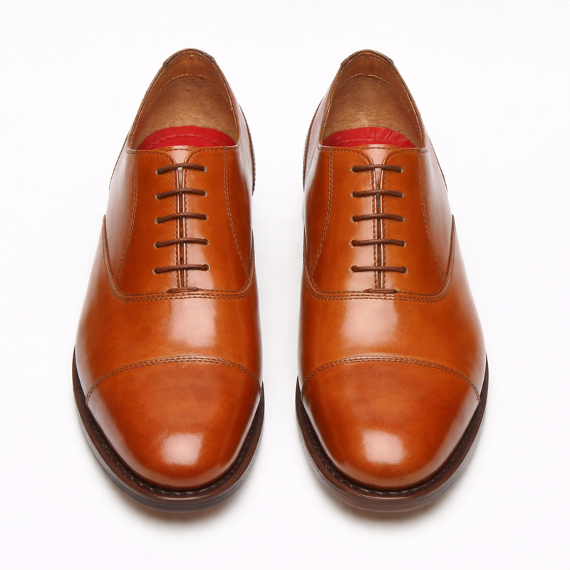 Lucini Men’s Leather Oxford Goodyear Welted Shoes 28013 – Cognac