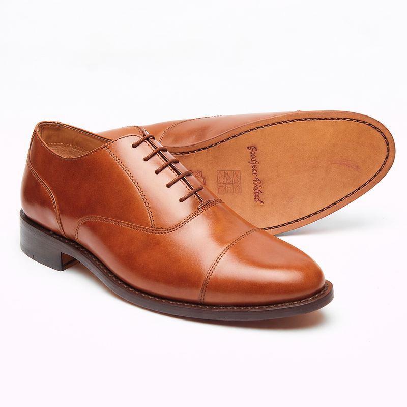 Lucini Men’s Leather Oxford Goodyear Welted Shoes 28013 – Cognac