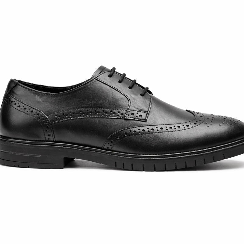Lucini Men’s Leather London Brogue Oxford Shoes – Black