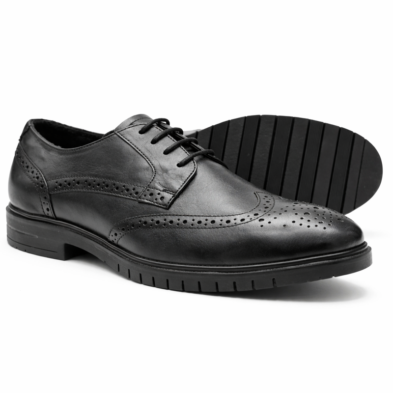 Lucini Men’s Leather London Brogue Oxford Shoes – Black