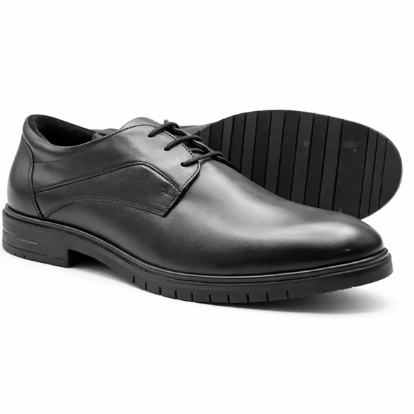 Lucini Men’s Leather London Derby Shoes – Black
