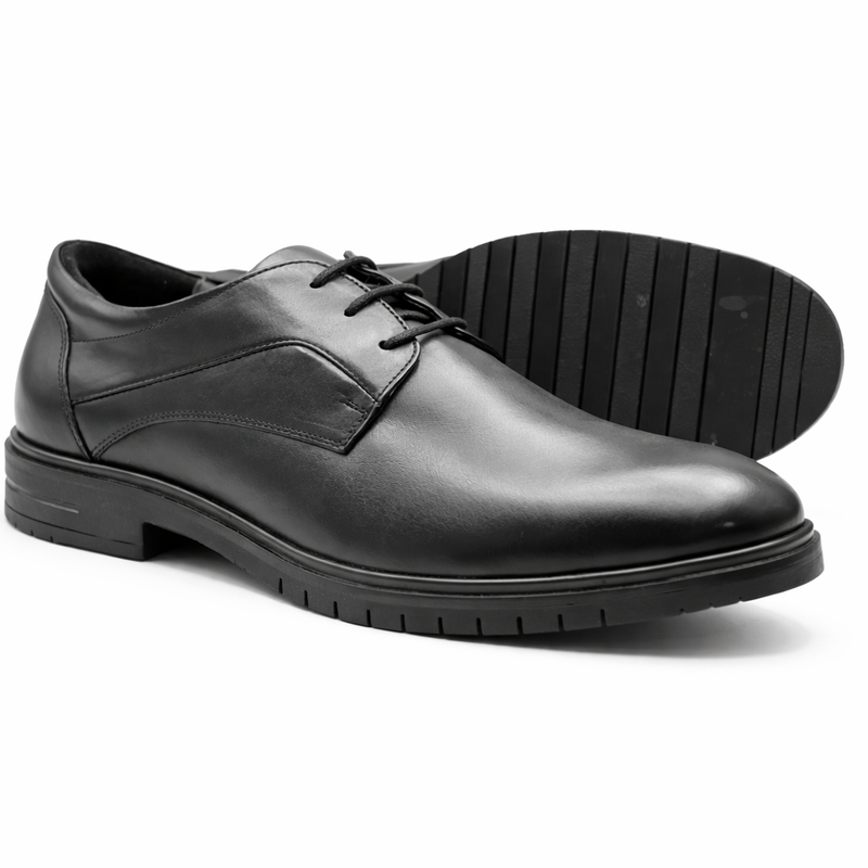 Lucini Men’s Leather London Derby Shoes – Black