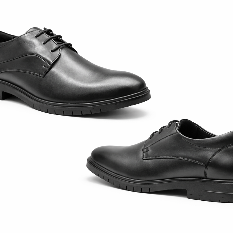 Lucini Men’s Leather London Derby Shoes – Black