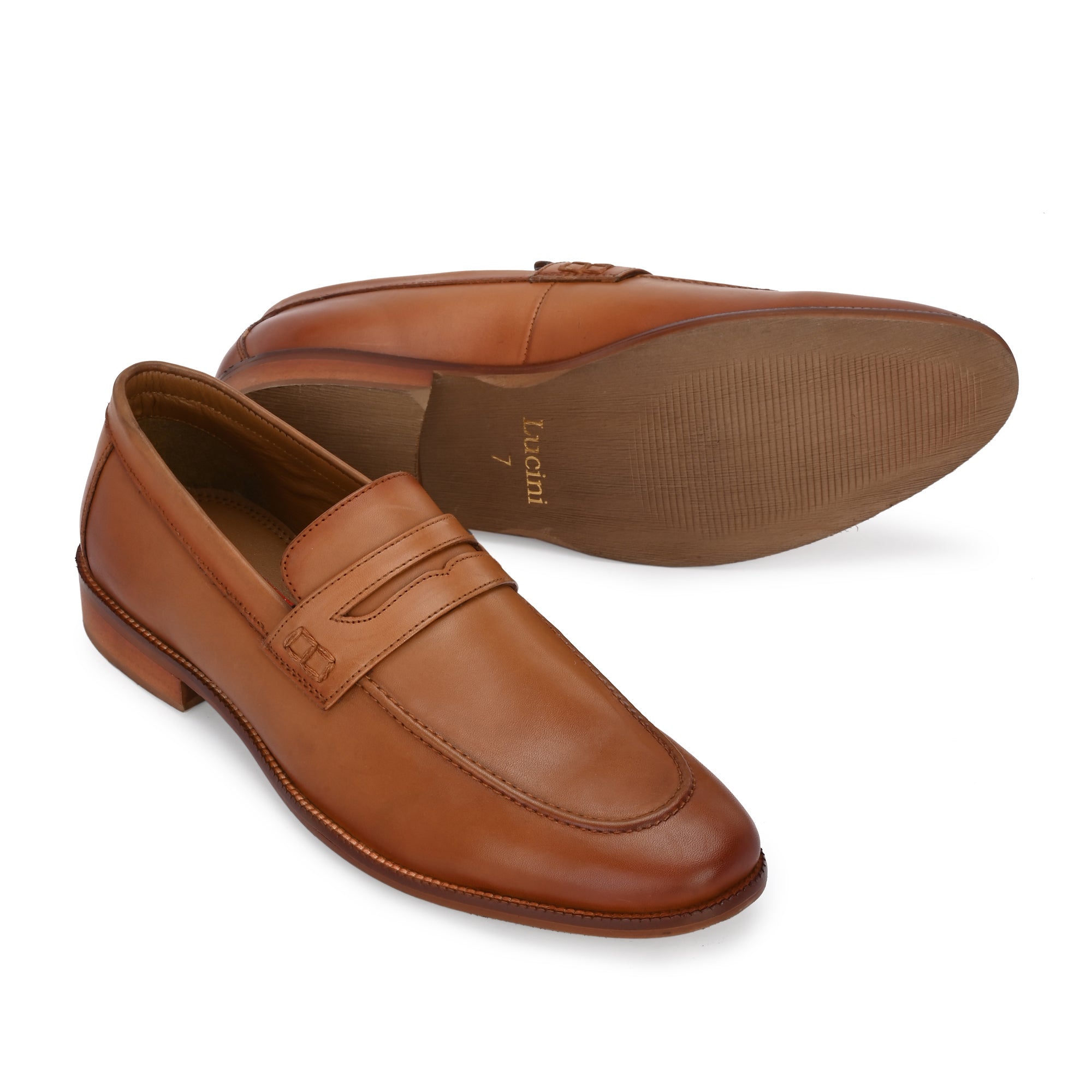 1870 - Penny Loafer Slip On Shoes (Tan Brown)