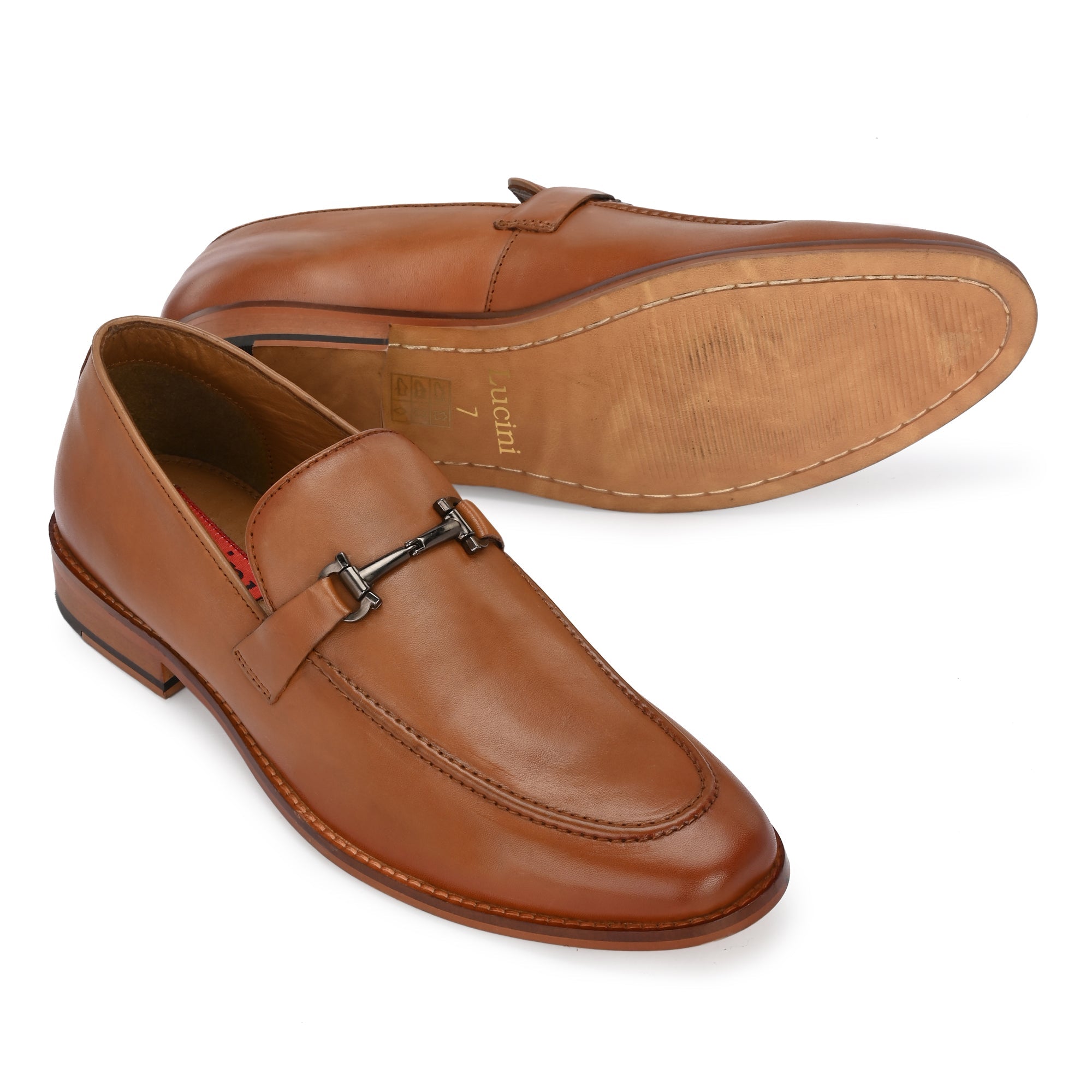 1839 - T-Bar Penny Loafer Slip On Shoes (Tan Brown)