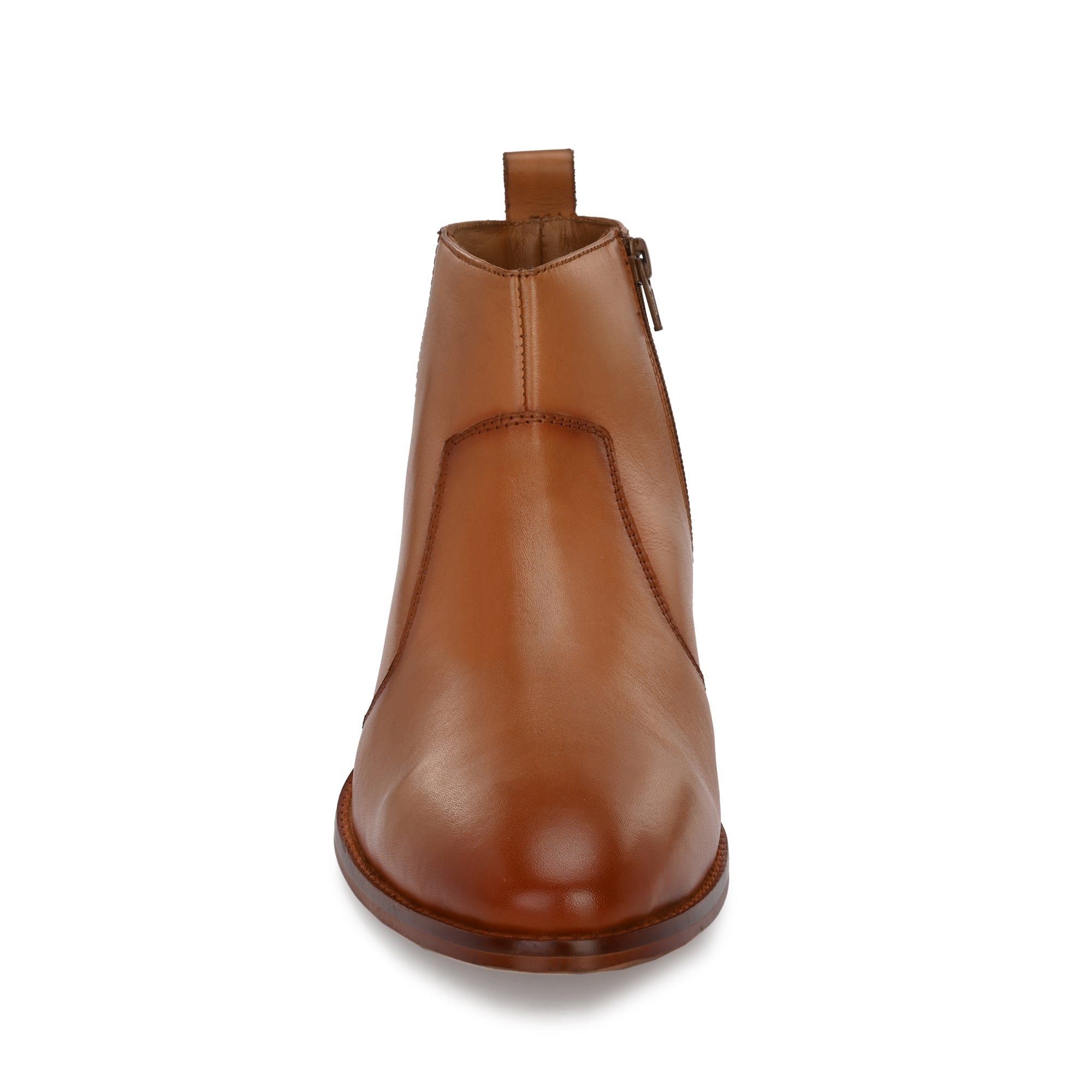 2146 - Leather Slip On Side Zip Ankle Boots (Tan Brown)