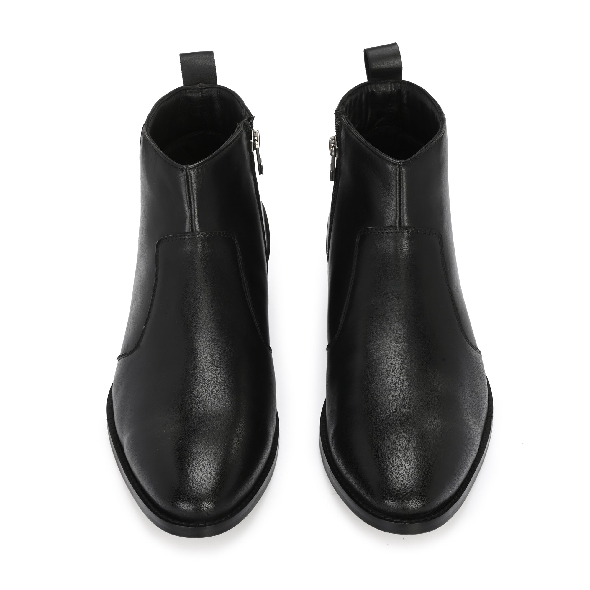 2146 - Leather Slip On Side Zip Ankle Boots (Black)
