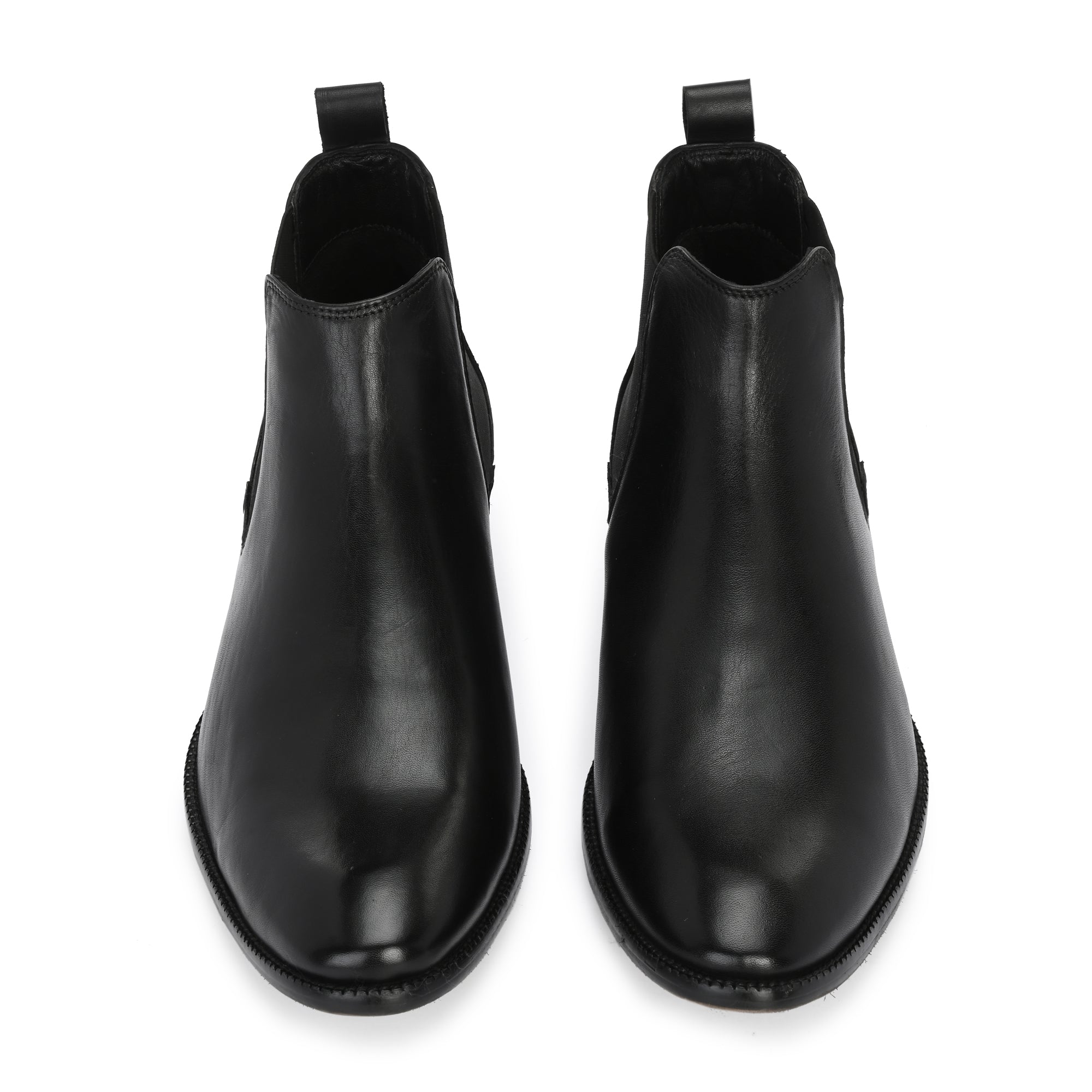 2148 - Leather Slip On Chelsea Ankle Boots (Black)