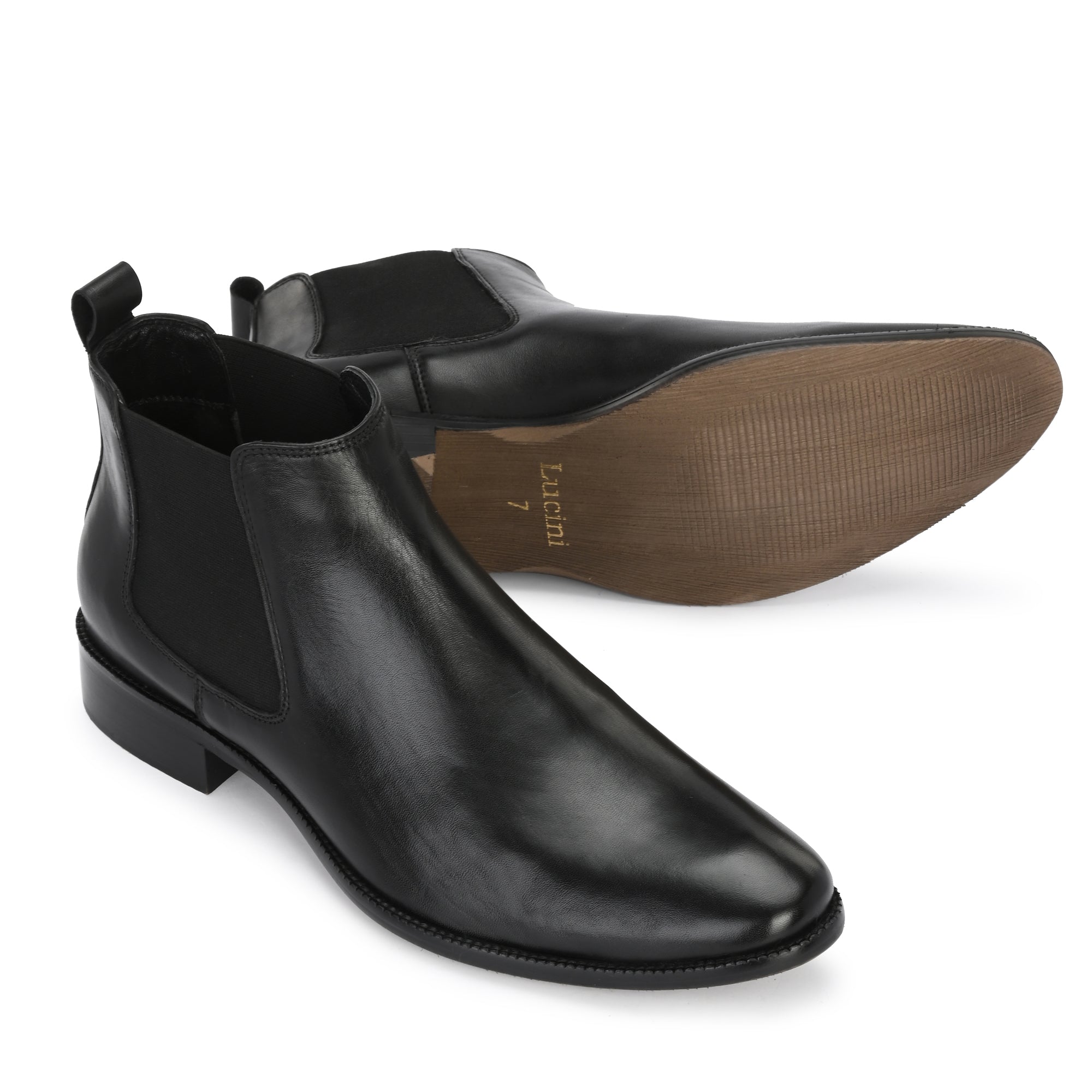 2148 - Leather Slip On Chelsea Ankle Boots (Black)
